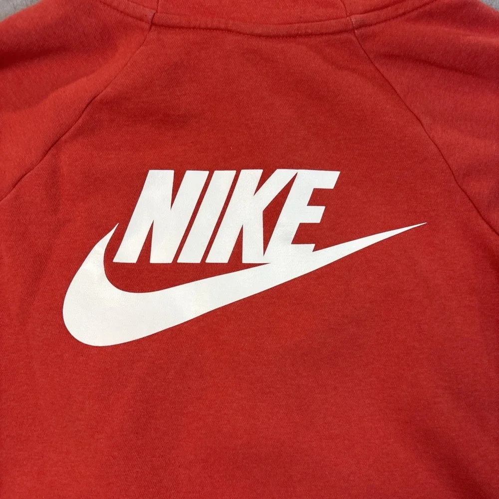 Nike w/ Swoosh Logo‎ Women Large Orange Quarter Zip Hooded Sweatshirt